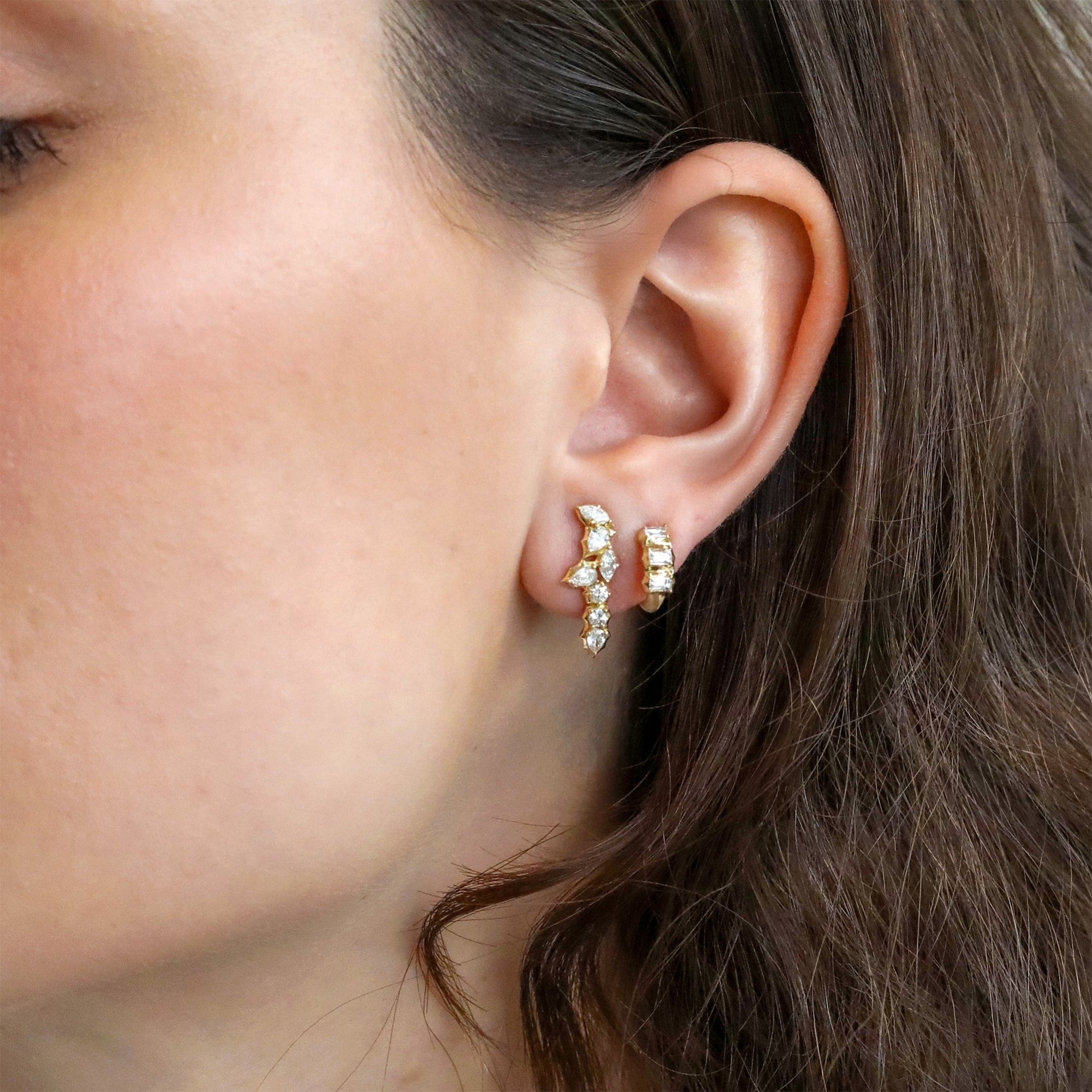 18K Gold &quot;Posey&quot; Half Hoop Earrings - Peridot Fine Jewelry - Jade Trau
