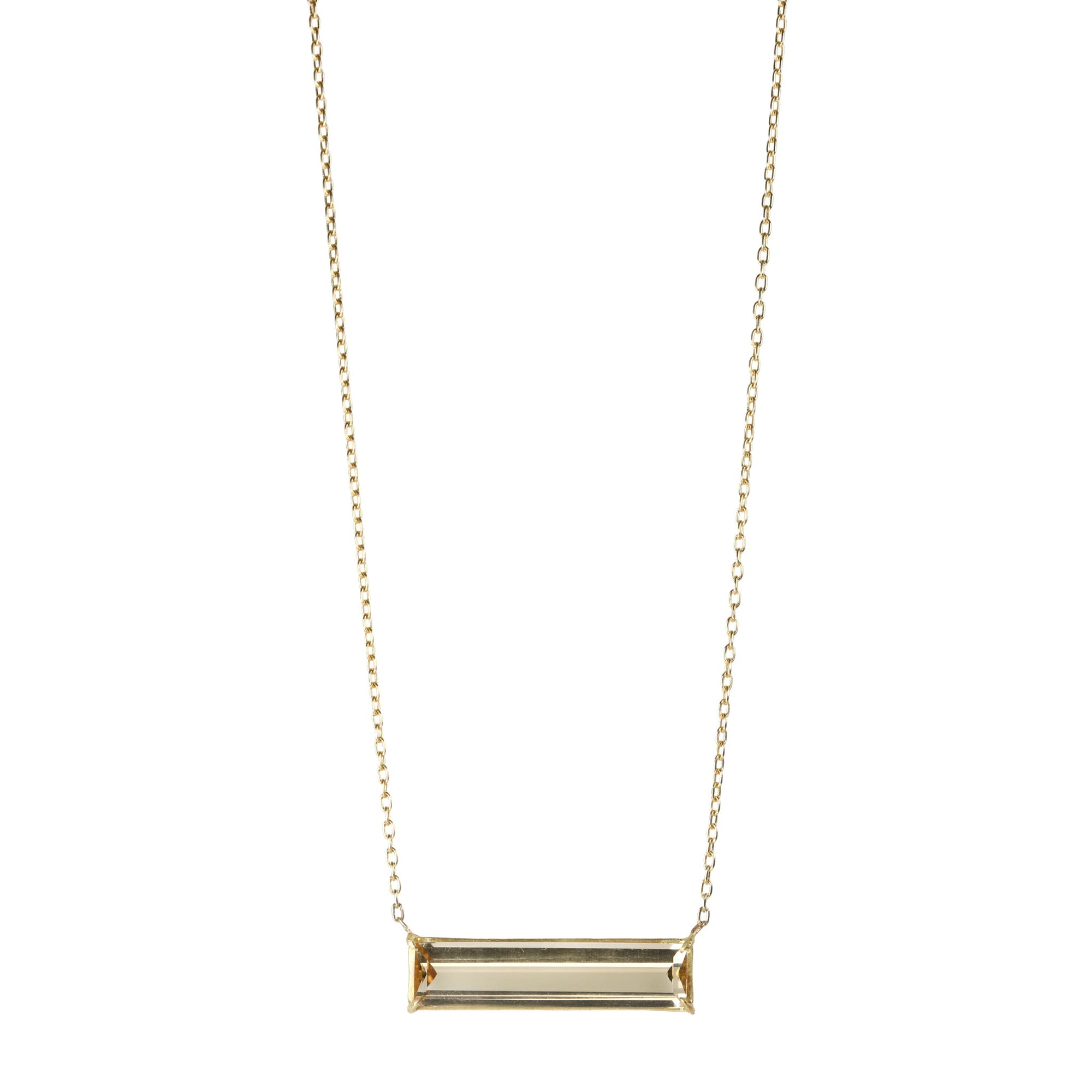 18K Gold Prong-Set Citrine Bar Necklace - Peridot Fine Jewelry - Rosanne Pugliese