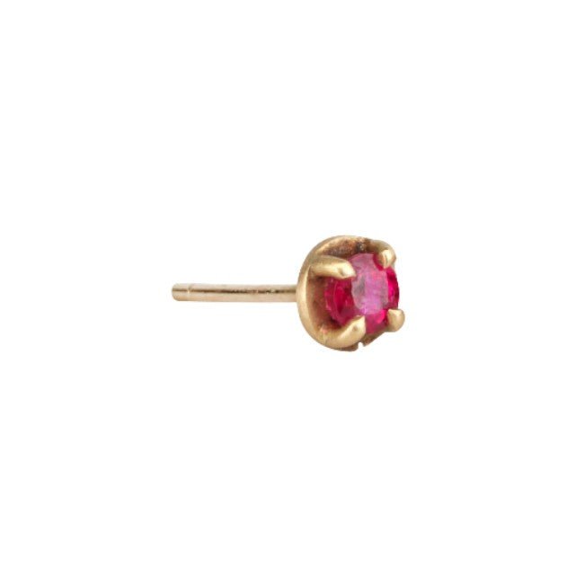 18K Gold Prong - Set Ruby Stud Earring - Peridot Fine Jewelry - Annie Fensterstock