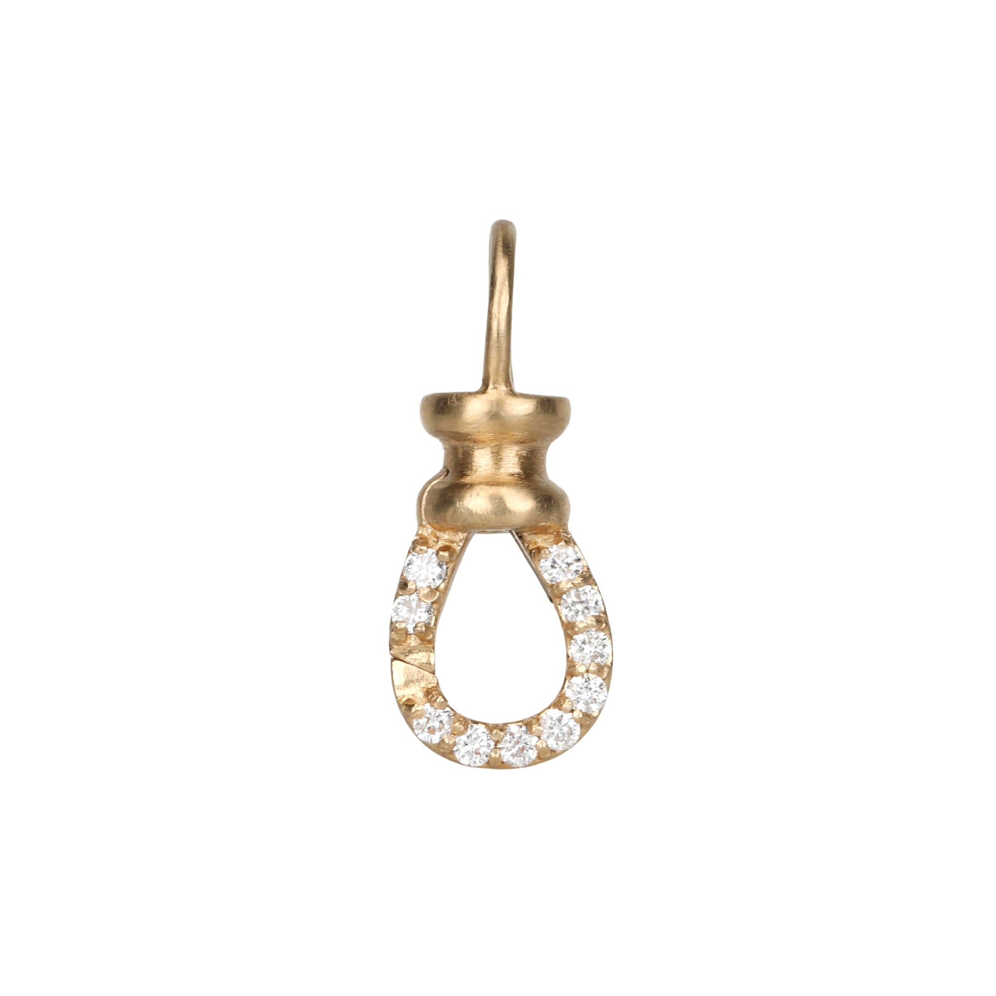 18K Gold Small Matte Swivel with Pave Diamonds - Peridot Fine Jewelry - Zahava