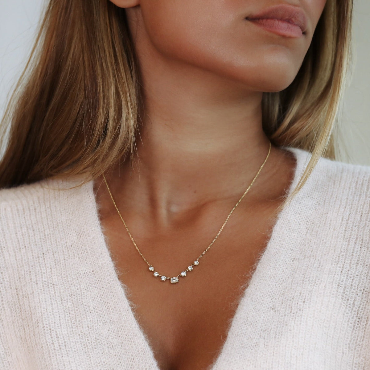 18K Gold Small "Vanguard" Diamond Necklace - Peridot Fine Jewelry - Jade Trau