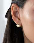 18K Gold Solid Gold Huggie Fan Earrings