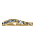 18K Gold Teal Sapphire Modern Curved Stacking Ring - Peridot Fine Jewelry - Artemer