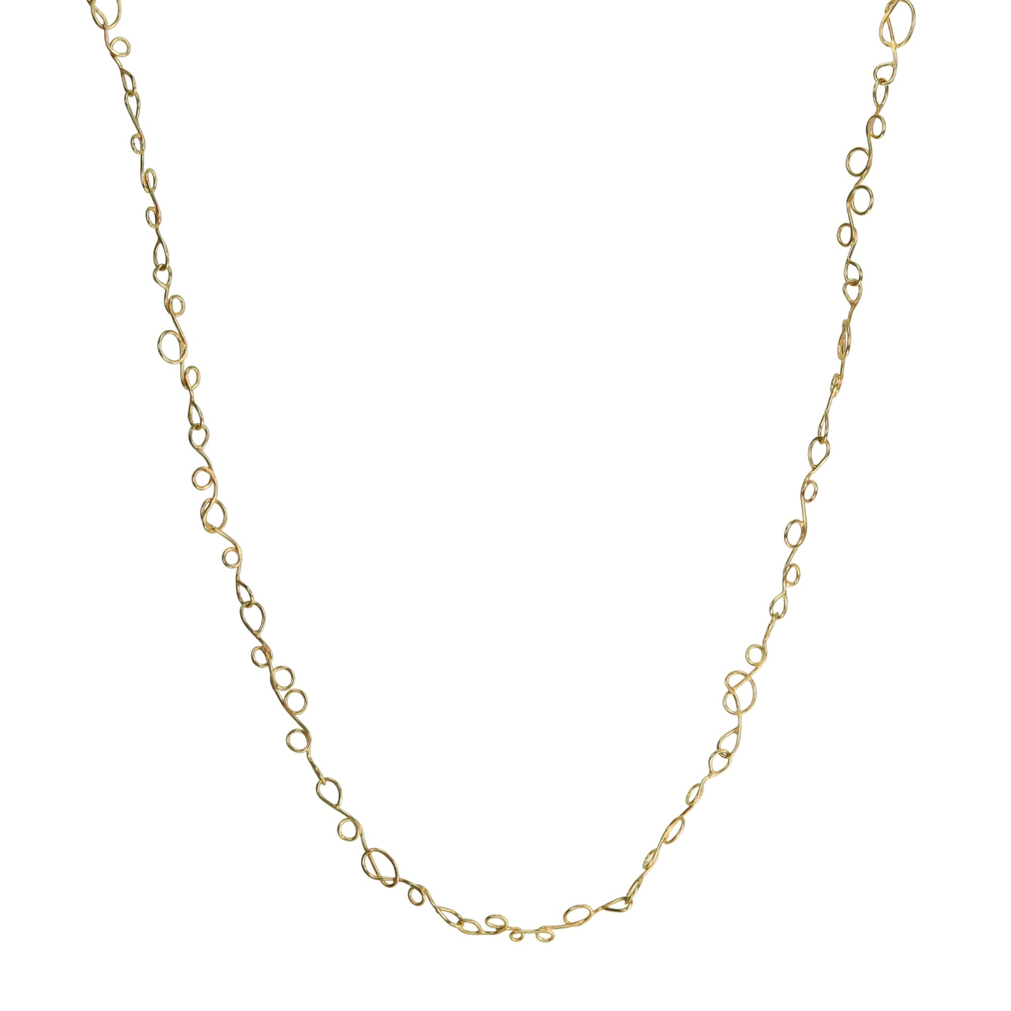 18K Gold &quot;Tiny Scribble&quot; Necklace - Peridot Fine Jewelry - Petra Class