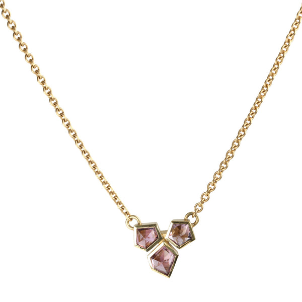 Ali Dumont 18K Gold Triple Bezel-Set Pentagonal Pink