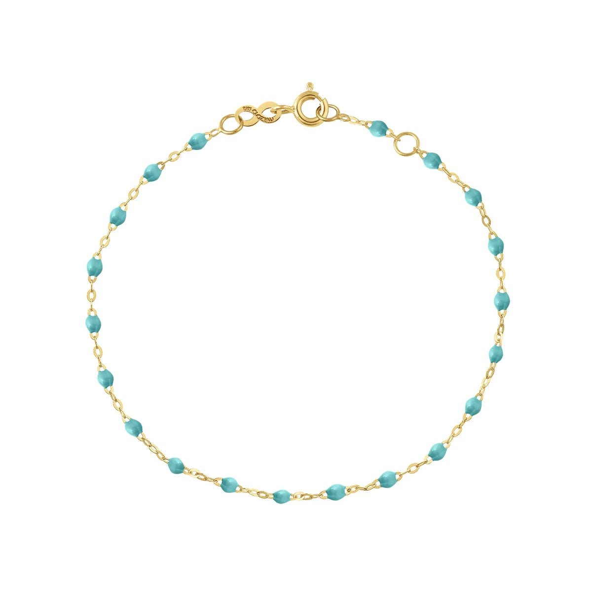 18K Gold &amp; Turquoise Green Resin &quot;Classic&quot; Bracelet - Large - Peridot Fine Jewelry - Gigi Clozeau