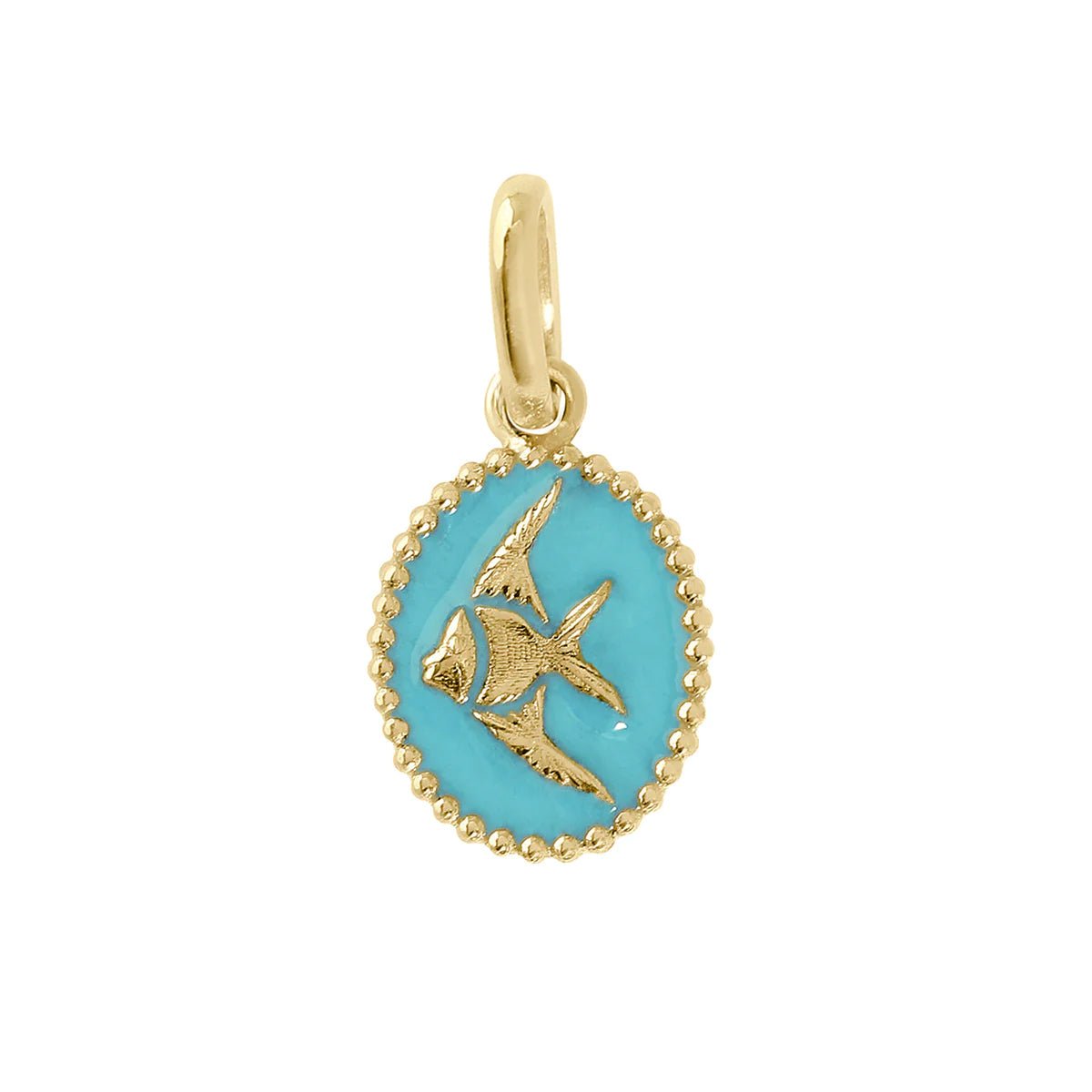 18K Gold &amp; Turquoise Resin &quot;Angelfish&quot; Pendant - Peridot Fine Jewelry - Gigi Clozeau