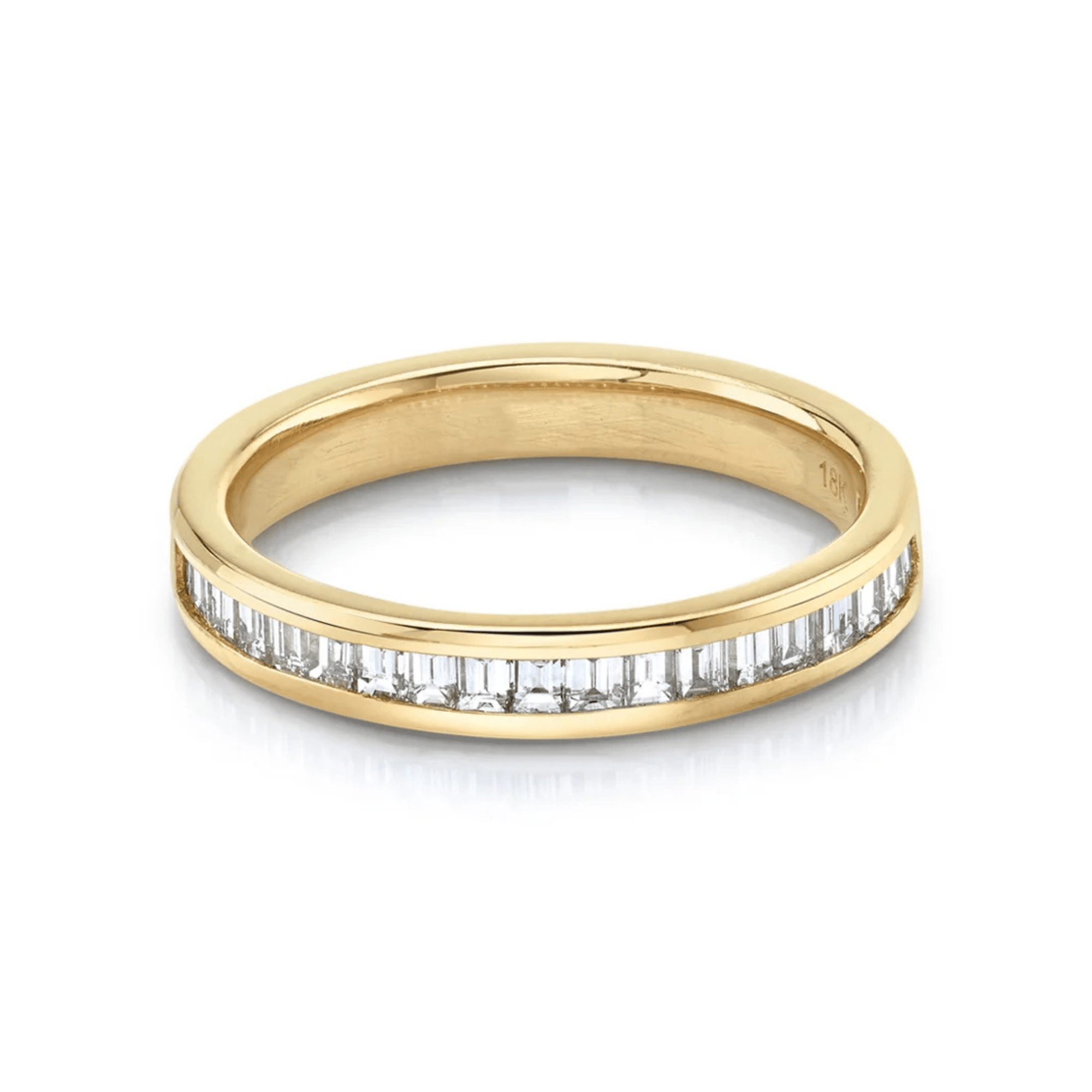 18K Gold Vertical Baguette Diamond Half - Eternity Ring - Peridot Fine Jewelry - Lizzie Mandler