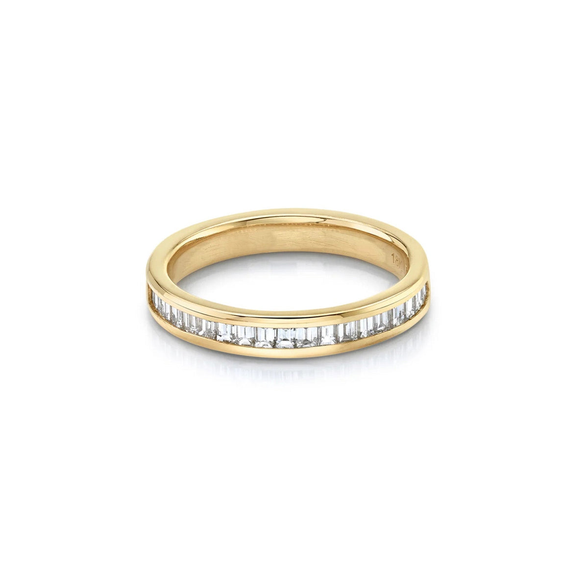18K Gold Vertical Baguette Diamond Half - Eternity Ring - Peridot Fine Jewelry - Lizzie Mandler