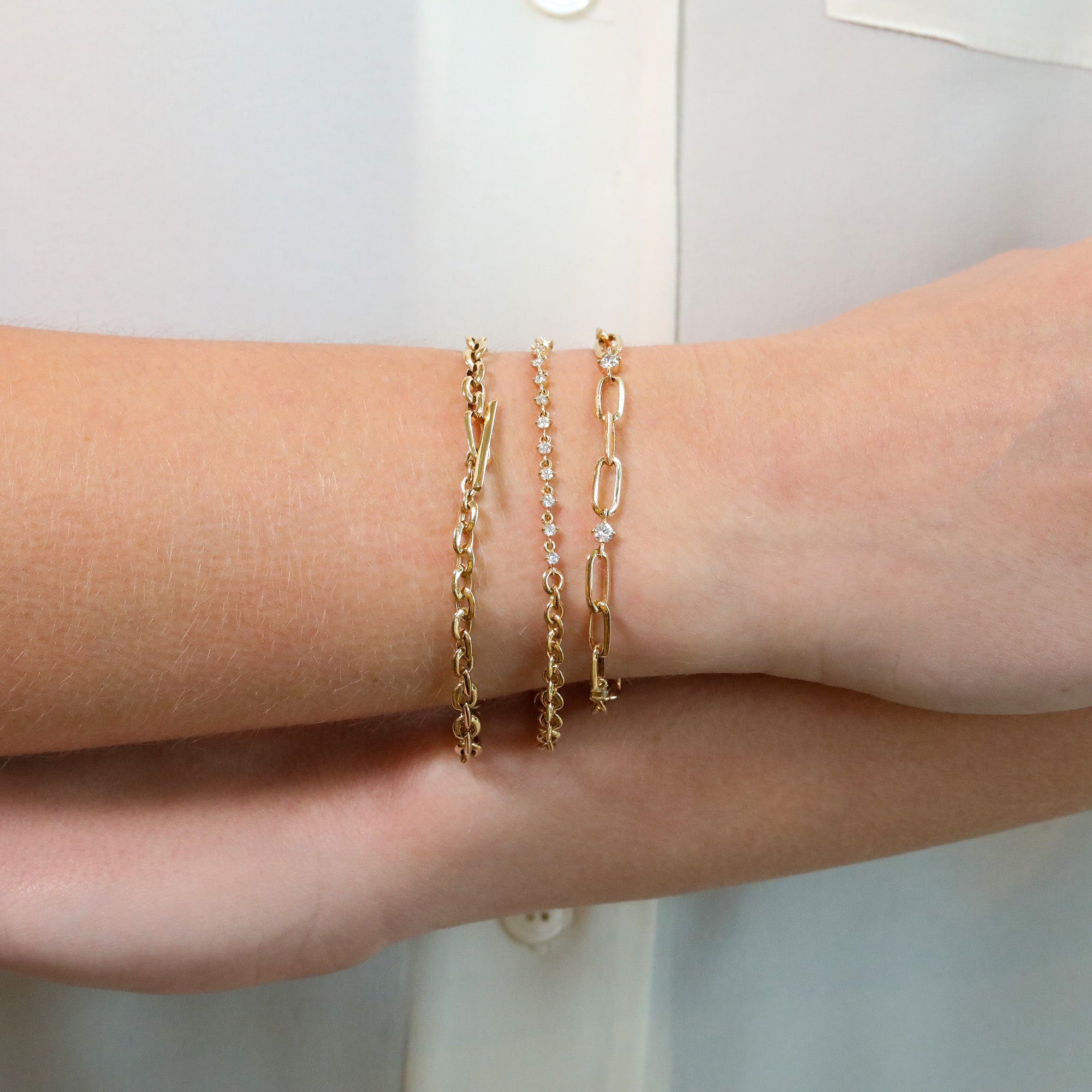 18K Gold XS Knife Edge Chain Bracelet - Peridot Fine Jewelry - Lizzie Mandler