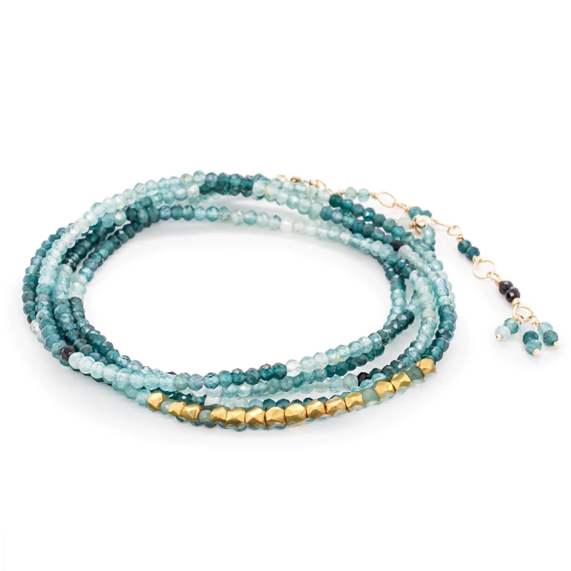 18K &amp; Grandidierite Beaded &quot;Gold Burst&quot; Wrap Bracelet - Peridot Fine Jewelry - Anne Sportun