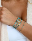 18K & Grandidierite Beaded "Gold Burst" Wrap Bracelet - Peridot Fine Jewelry - Anne Sportun