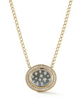 18K & Grey Mother of Pearl "Star Caspian" Pendant Necklace with Pave Diamond Halo - Peridot Fine Jewelry - Renna