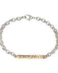 18K Hammered Bar & Sterling Silver Chain Bracelet with Diamond Details - Peridot Fine Jewelry - Yasuko Azuma