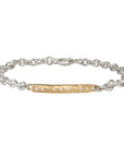 18K Hammered Bar & Sterling Silver Chain Bracelet with Diamond Details - Peridot Fine Jewelry - Yasuko Azuma