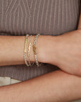 18K Hammered Bar & Sterling Silver Chain Bracelet with Diamond Details - Peridot Fine Jewelry - Yasuko Azuma