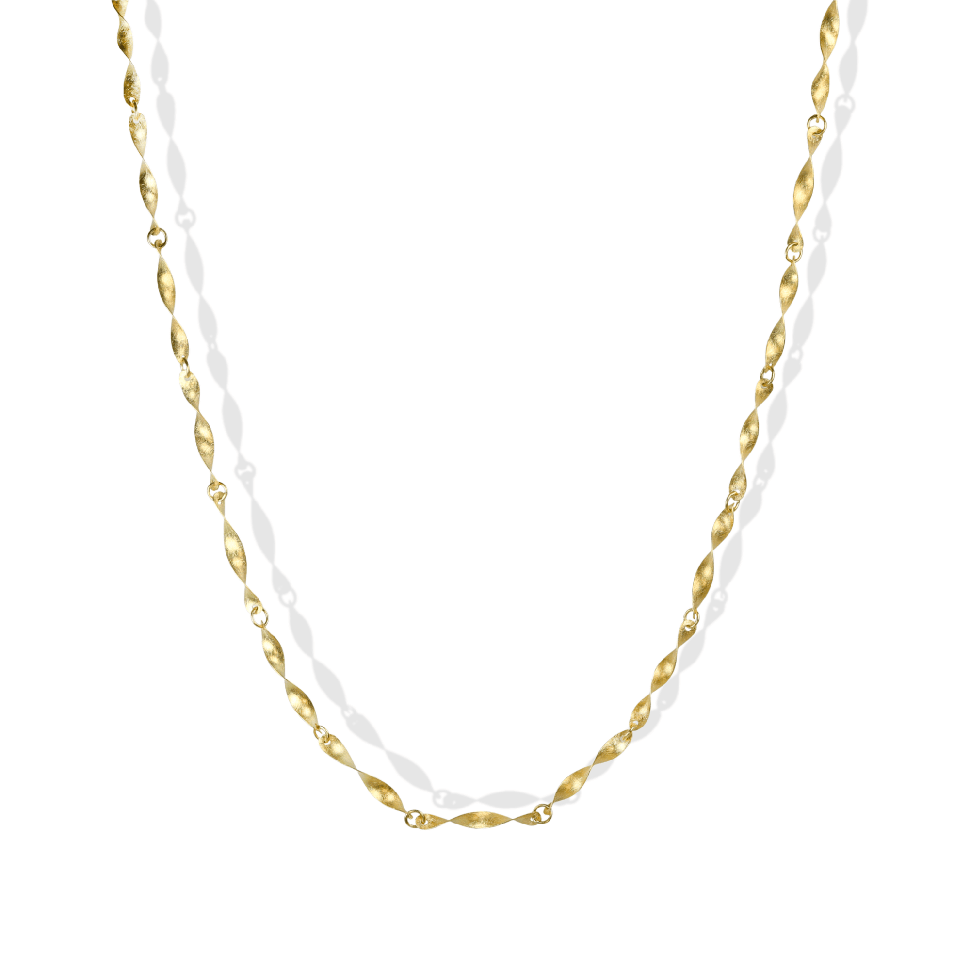 18K Hand Fabricated "Helix" Twisted Link Chain Necklace - Peridot Fine Jewelry - Petra Class