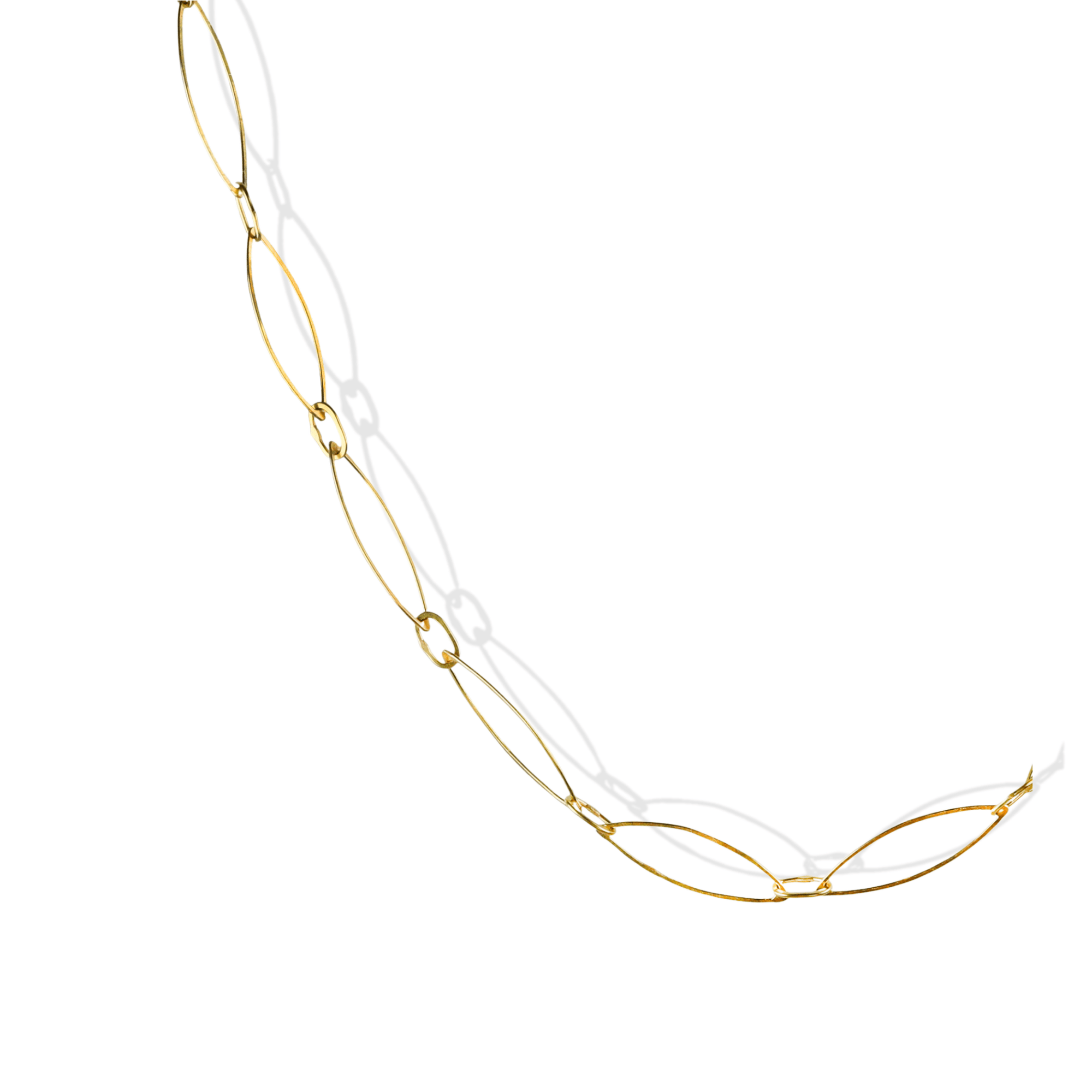 18K Hand Fabricated Marquise-Shaped Link Necklace - Peridot Fine Jewelry - Petra Class
