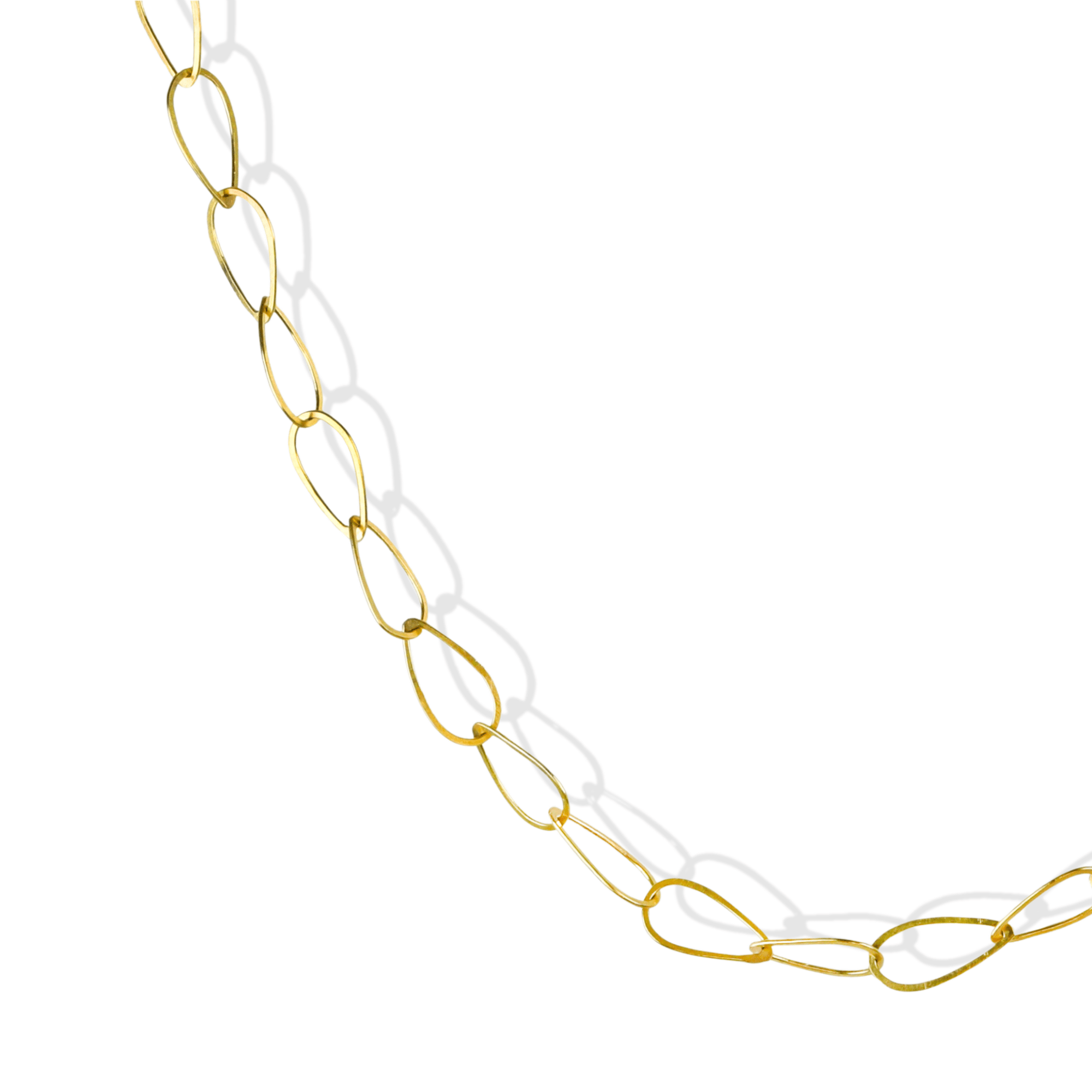 18K Hand Fabricated Pear-Shaped "Drop" Link Chain Necklace - Peridot Fine Jewelry - Petra Class