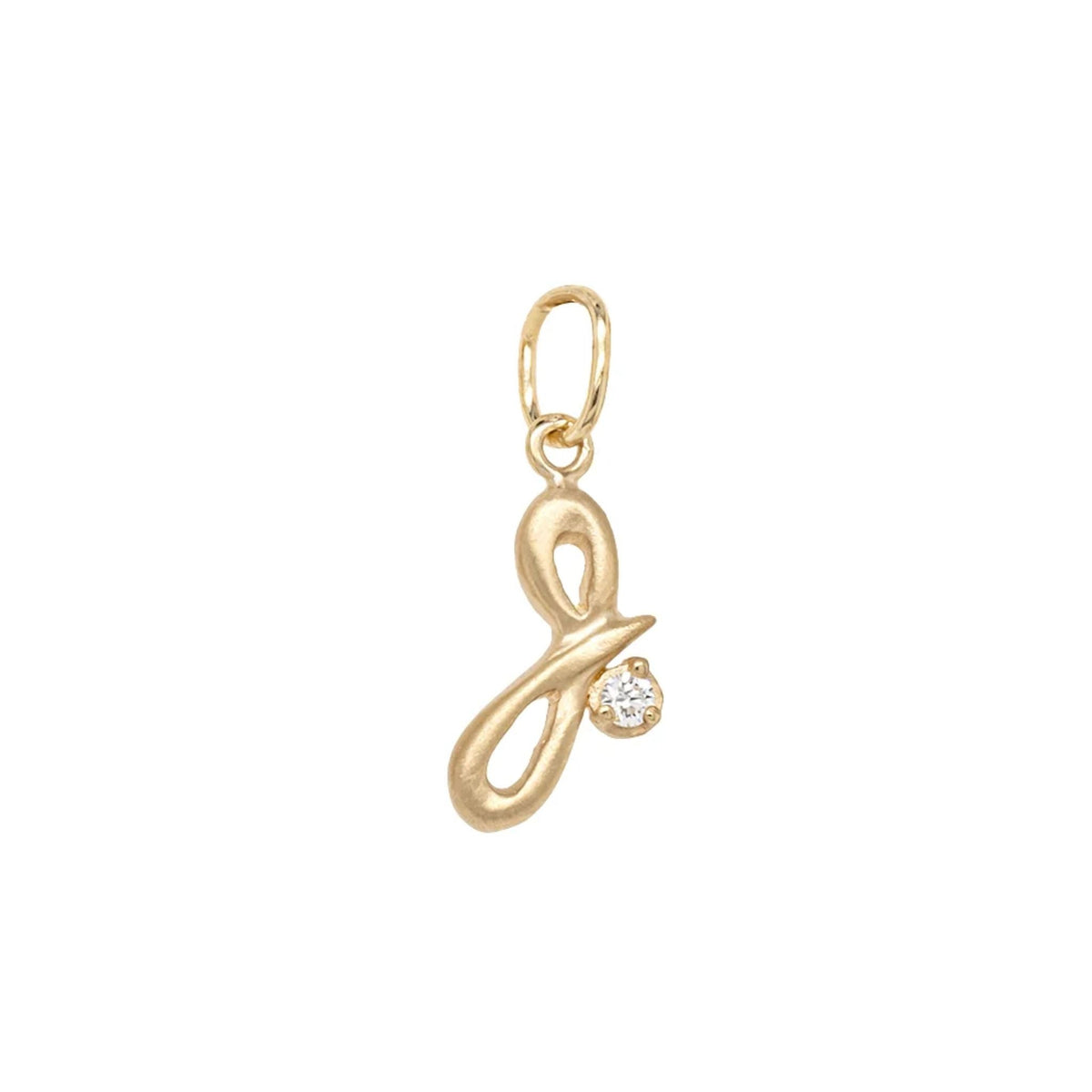 18K Initial Letter Charm with Diamond Detail - Peridot Fine Jewelry - Anne Sportun