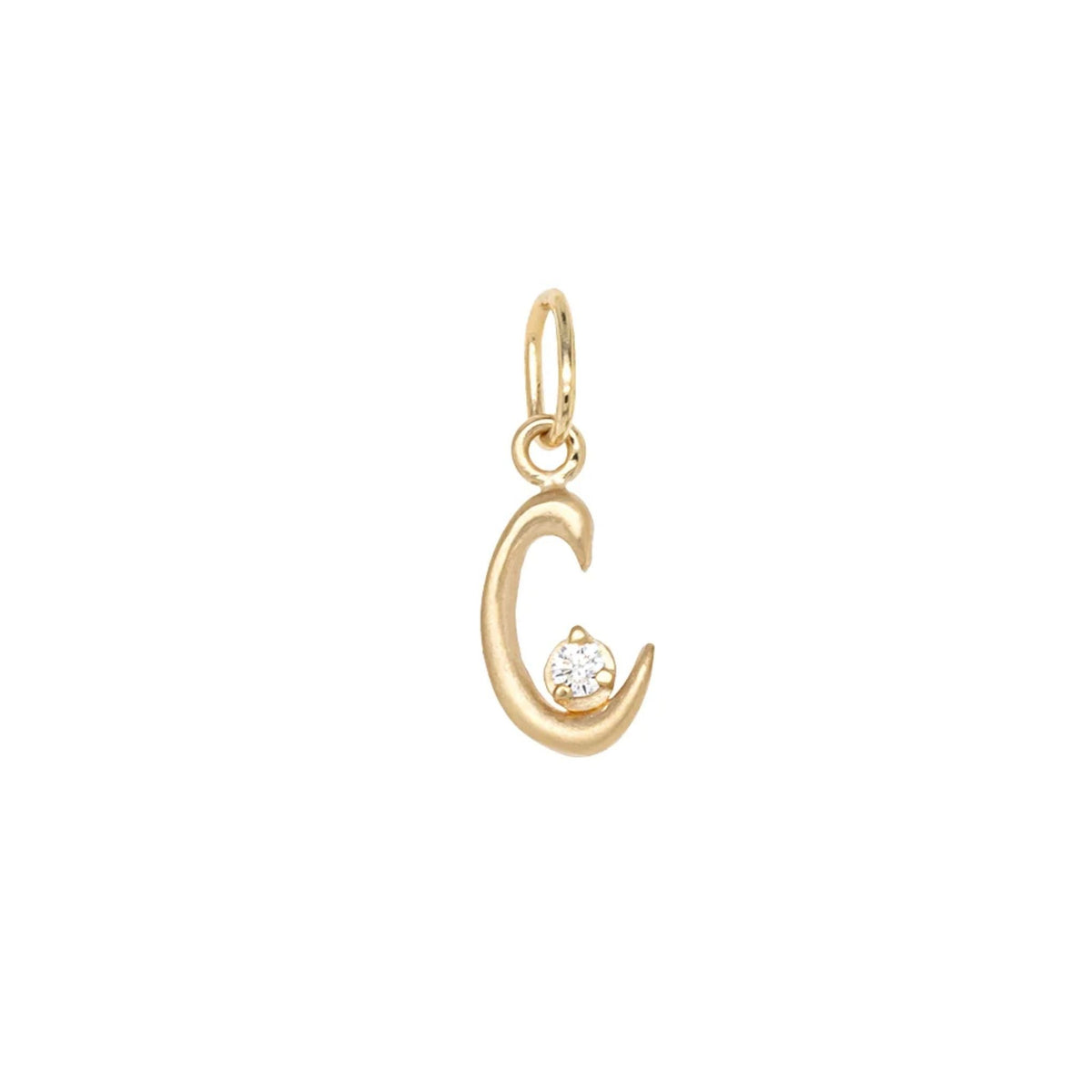 18K Initial Letter Charm with Diamond Detail - Peridot Fine Jewelry - Anne Sportun