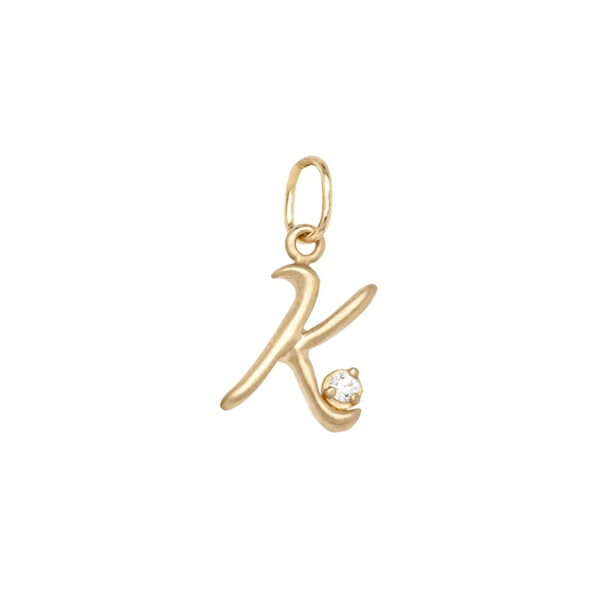 18K Initial Letter Charm with Diamond Detail - Peridot Fine Jewelry - Anne Sportun