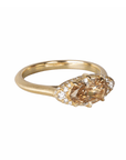 18K "Mariam" Ring with East-West Multi Prong-Set Oval Champagne Diamond with Pave Diamond Side & Hidden Halo - Peridot Fine Jewelry - Jade Trau