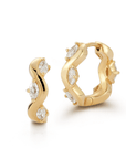 18K Marquise Diamond "Constellation" Huggie Hoop Earrings - Peridot Fine Jewelry - Renna