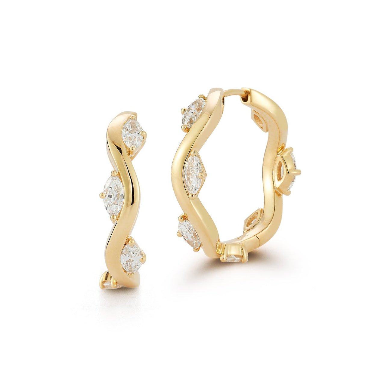 18K &amp; Marquise Diamond Large "Constellation" Hoops - Peridot Fine Jewelry - Renna