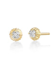 18K Mini "Fluted Button" Round Diamond Stud Earrings - Peridot Fine Jewelry - Lizzie Mandler