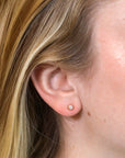 18K Mini "Fluted Button" Round Diamond Stud Earrings - Peridot Fine Jewelry - Lizzie Mandler