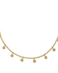18k Mini Hammered Disc Station Necklace on 2mm Rolo Chain - Peridot Fine Jewelry - Anne Sportun