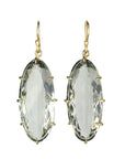 18K Multi Prong - Set Elongated Oval Green Amethyst Drop Earrings - Peridot Fine Jewelry - Rosanne Pugliese