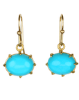 18K Multi Prong - Set Oval Cabochon Turquoise Earrings - Peridot Fine Jewelry - Rosanne Pugliese