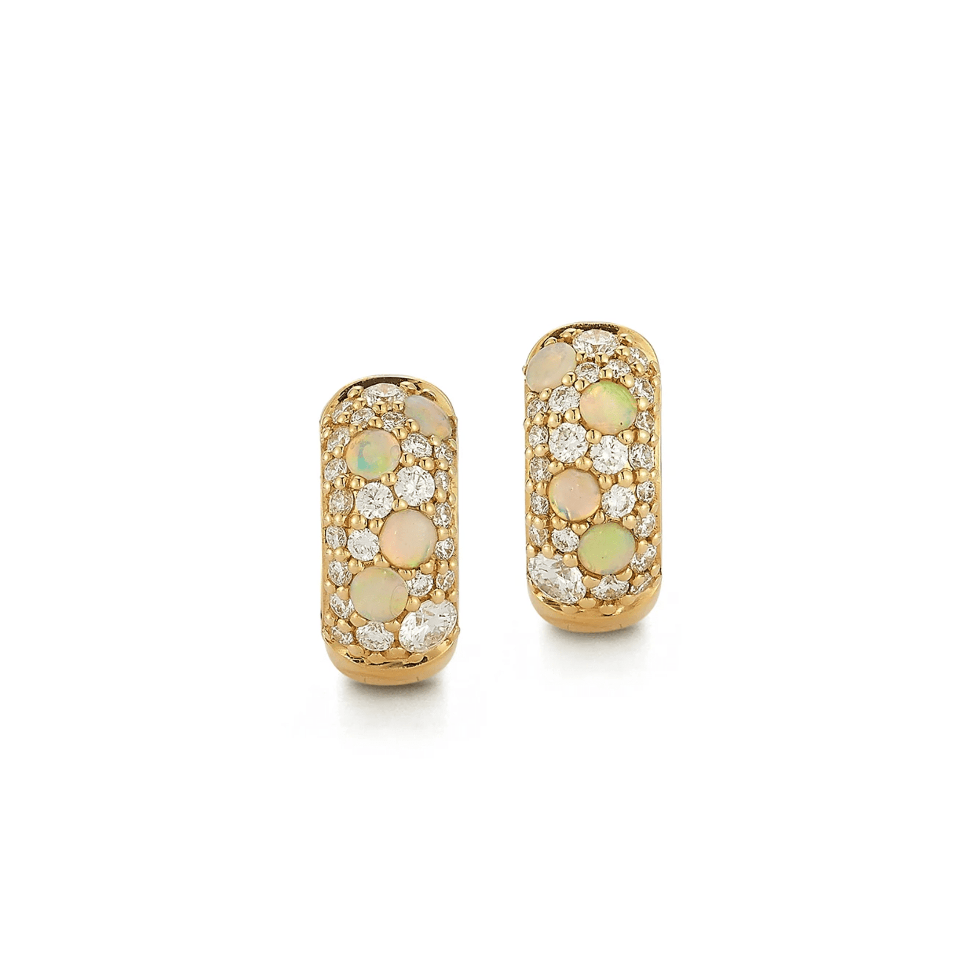 18K Opal & Diamond "Tidepool" Huggie Hoops - Peridot Fine Jewelry - Renna