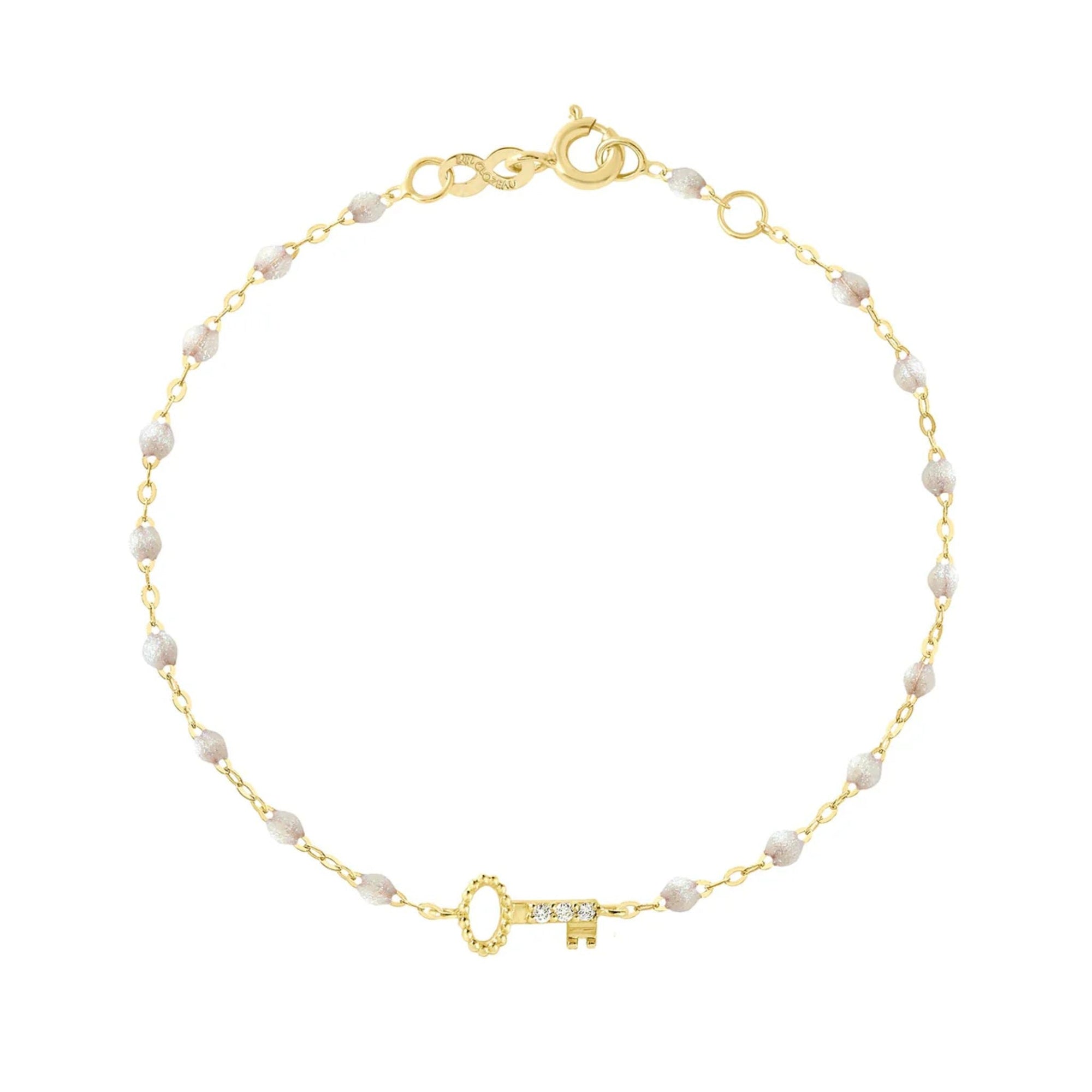 18K & Opal Resin Beaded "Key" Bracelet with Pave Diamonds - Peridot Fine Jewelry - Gigi Clozeau