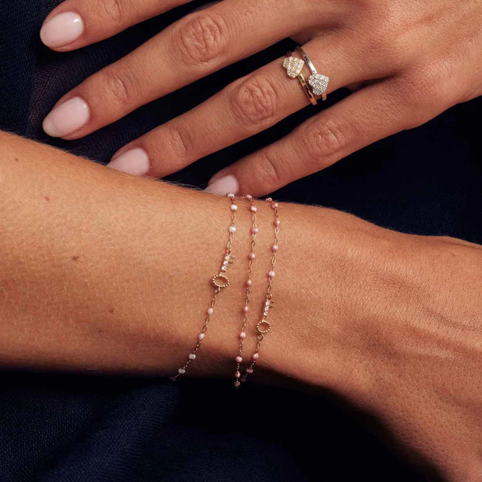 18K & Opal Resin Beaded "Key" Bracelet with Pave Diamonds - Peridot Fine Jewelry - Gigi Clozeau