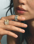 18K & Oval Yellow Scapolite "Pelagia" Ring with Various Sized Pave Diamonds - Peridot Fine Jewelry - Renna