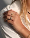 18K & Pave Blue Sapphire Half - Eternity "Glitter" Band - Peridot Fine Jewelry - Annie Fensterstock