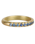 18K & Pave Blue Sapphire Half - Eternity "Glitter" Band - Peridot Fine Jewelry - Annie Fensterstock