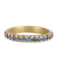 18K & Pave Blue Sapphire Half - Eternity "Glitter" Band - Peridot Fine Jewelry - Annie Fensterstock