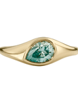 18K & Pear Shaped "Glacier" Light Blue Moissanite Signet Ring - Peridot Fine Jewelry - Artemer