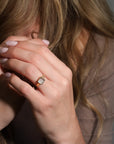 18K Petite "Neue" Step-Cut Ring with Diamond "Shaker" - Peridot Fine Jewelry - Moritz Glik