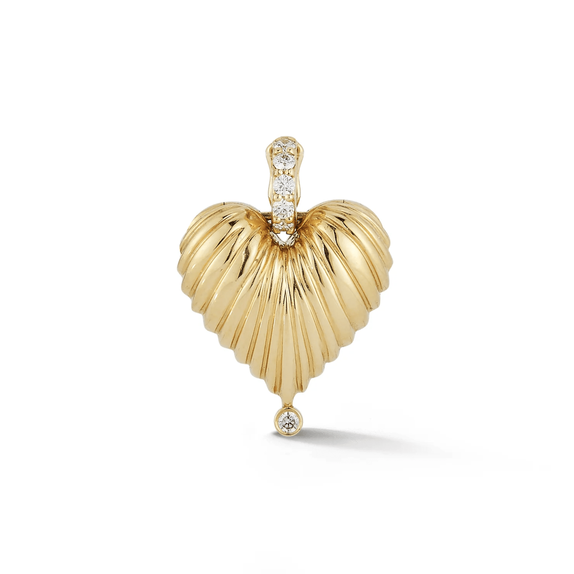 18K "Petite Open Heart Locket" Pendant with Pearl &amp; Diamond Details - Peridot Fine Jewelry - Renna