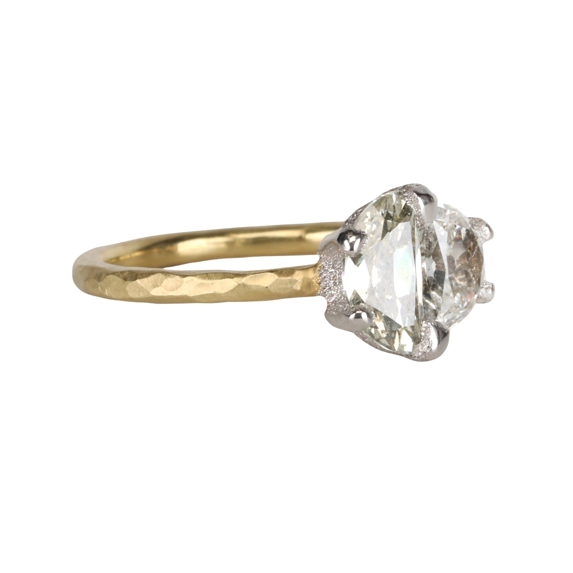 18K &amp; Platinum Asymmetrical Two Half Moon Diamond Ring - Peridot Fine Jewelry - TAP by Todd Pownell