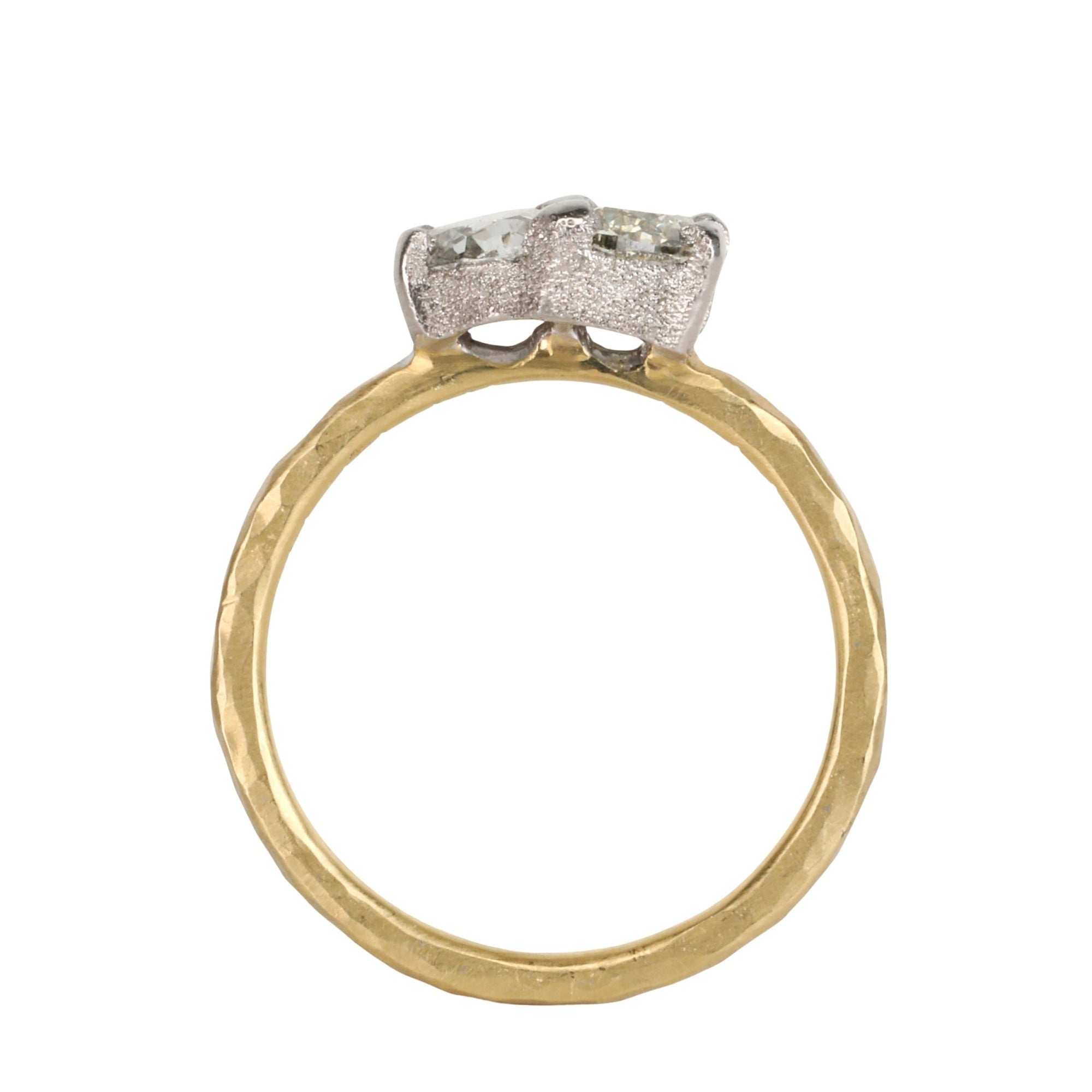 18K &amp; Platinum Asymmetrical Two Half Moon Diamond Ring - Peridot Fine Jewelry - TAP by Todd Pownell