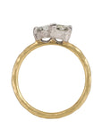 18K & Platinum Asymmetrical Two Half Moon Diamond Ring - Peridot Fine Jewelry - TAP by Todd Pownell