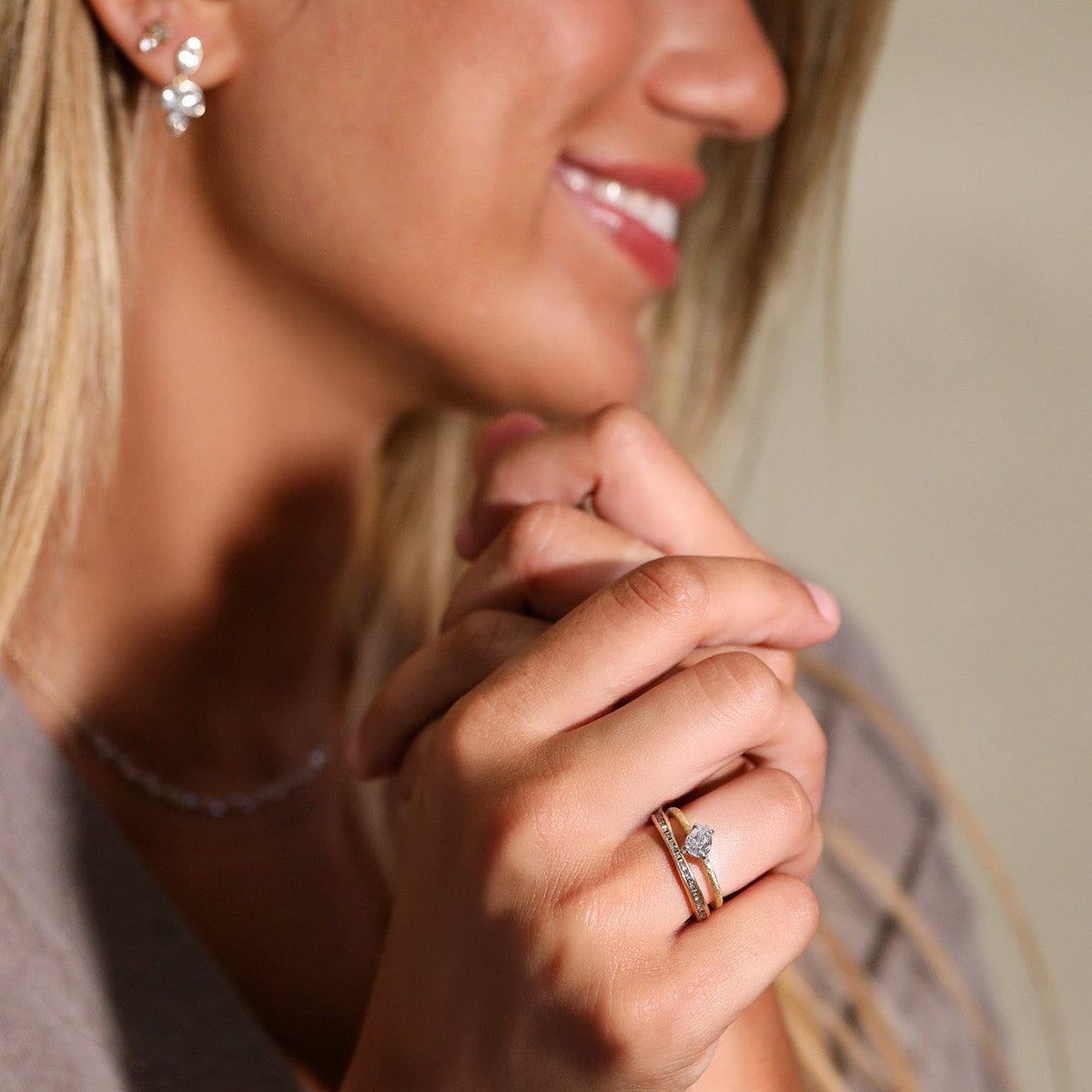 18K & Platinum Diagonally Set Pear-Shaped Diamond Ring - Peridot Fine Jewelry - TAP by Todd Pownell
