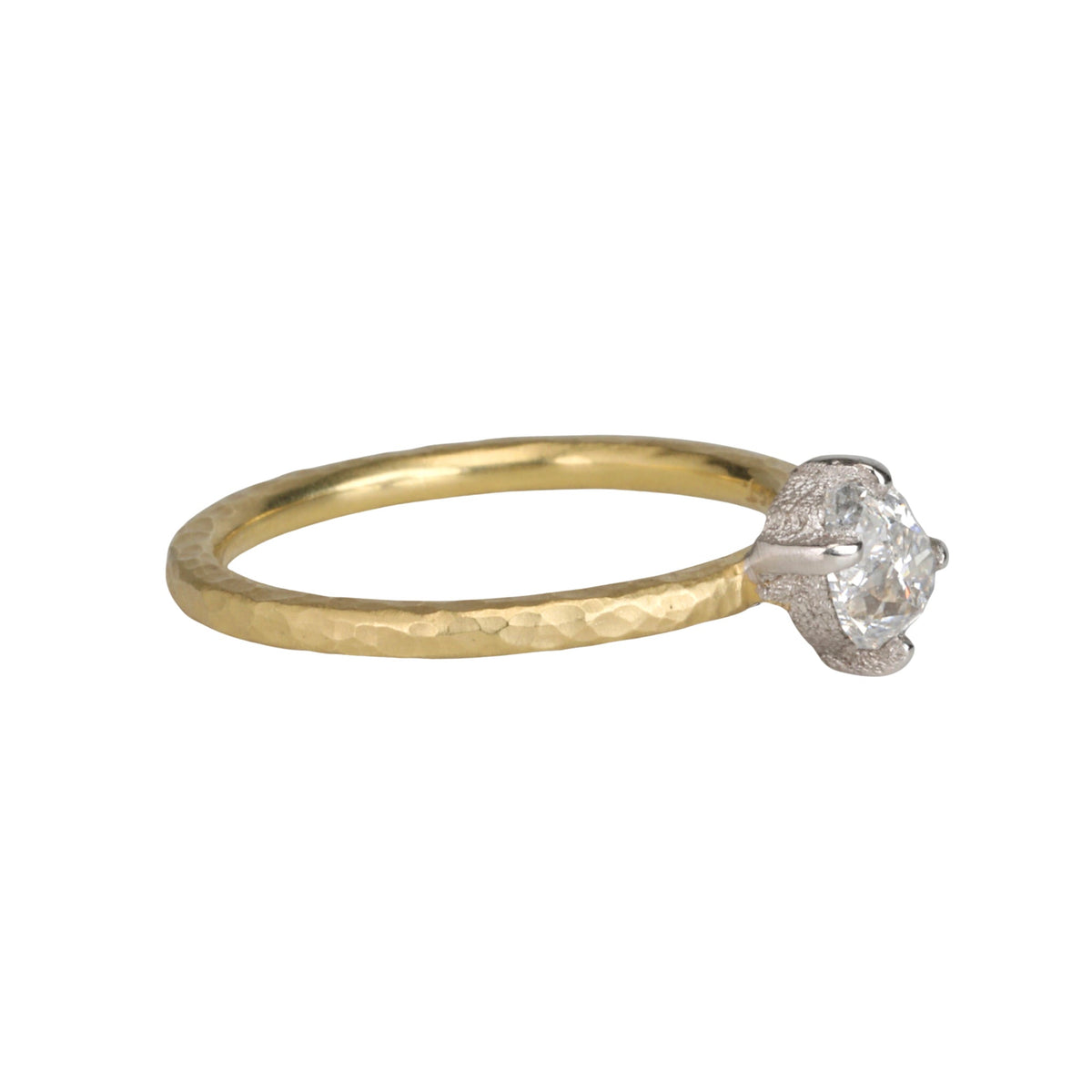 18K &amp; Platinum Diagonally Set Pear-Shaped Diamond Ring - Peridot Fine Jewelry - TAP by Todd Pownell