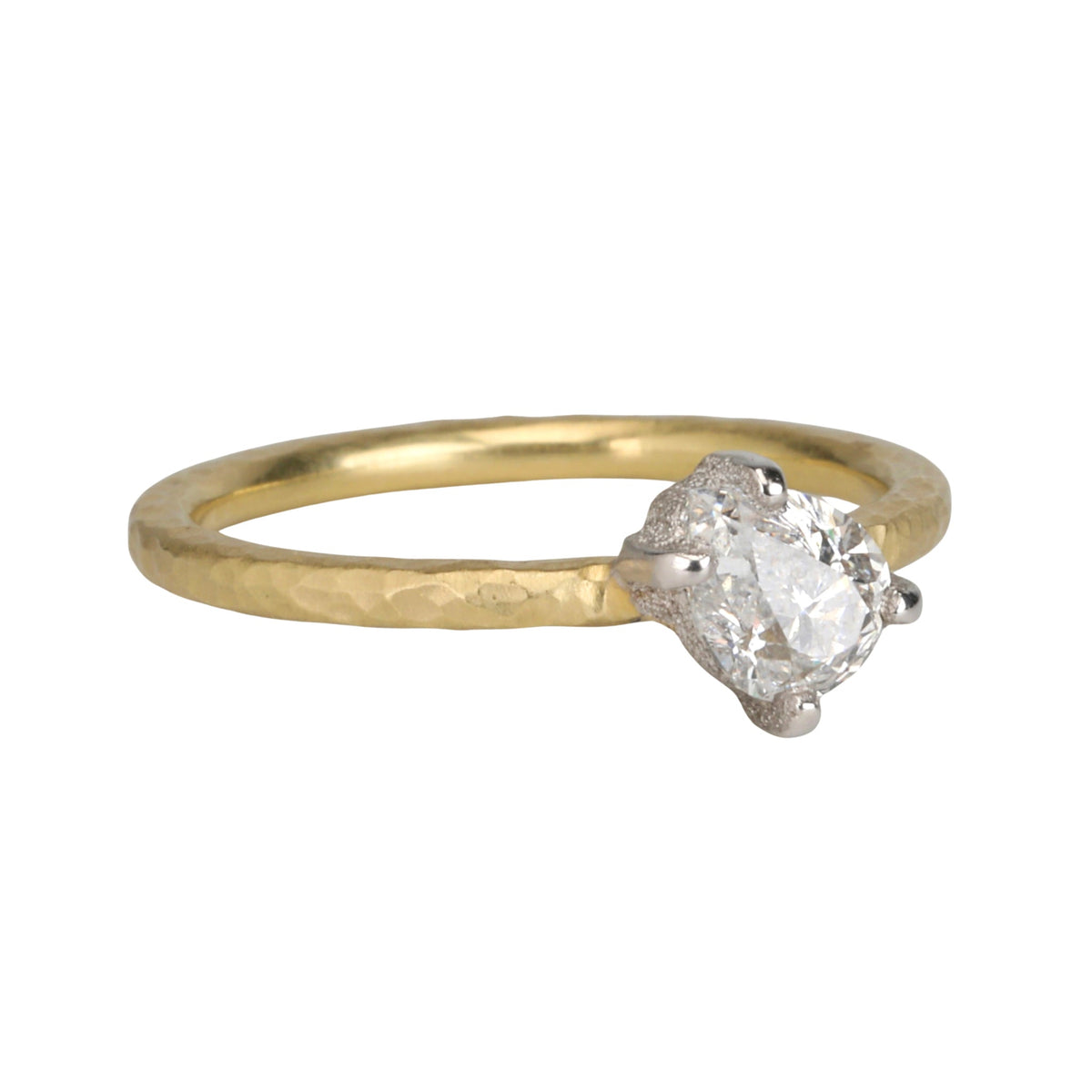 18K & Platinum Diagonally Set Pear-Shaped Diamond Ring - Peridot Fine Jewelry - TAP by Todd Pownell